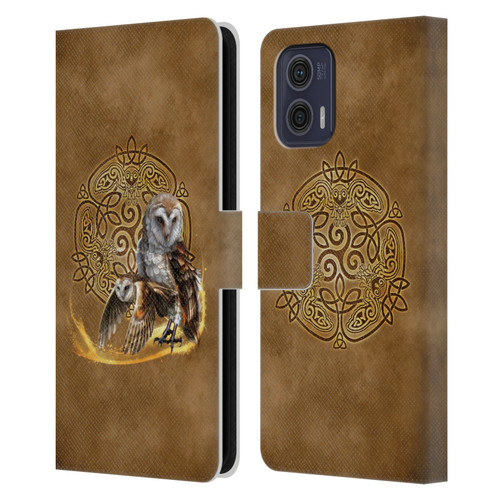 Brigid Ashwood Celtic Wisdom Owl Leather Book Wallet Case Cover For Motorola Moto G73 5G