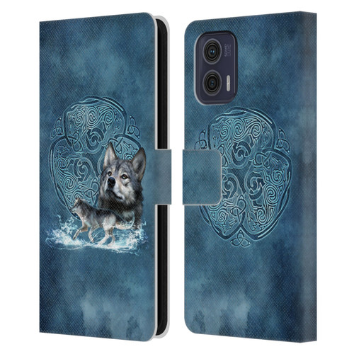 Brigid Ashwood Celtic Wisdom Wolf Leather Book Wallet Case Cover For Motorola Moto G73 5G