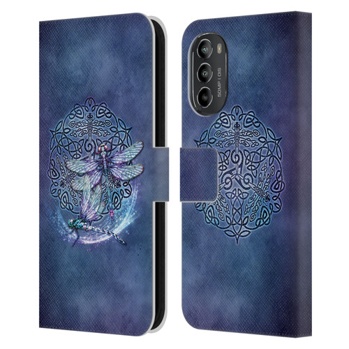 Brigid Ashwood Celtic Wisdom Dragonfly Leather Book Wallet Case Cover For Motorola Moto G82 5G