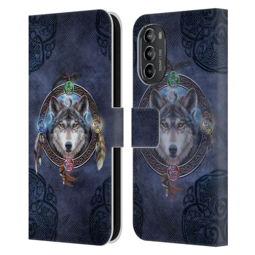 Brigid Ashwood Celtic Wisdom Wolf Guide Leather Book Wallet Case Cover For Motorola Moto G82 5G