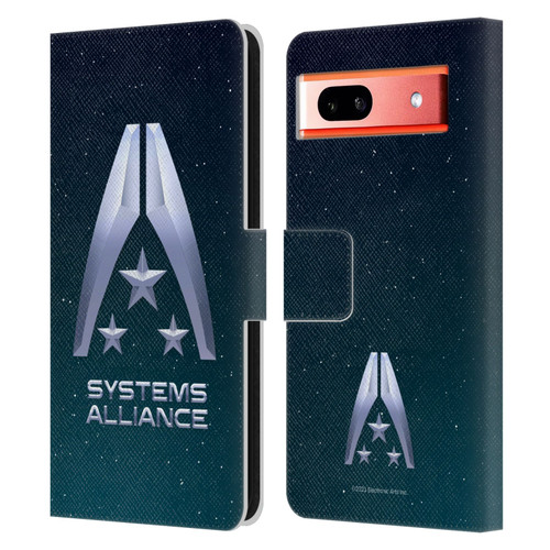 EA Bioware Mass Effect Graphics Systems Alliance Logo Leather Book Wallet Case Cover For Google Pixel 7a