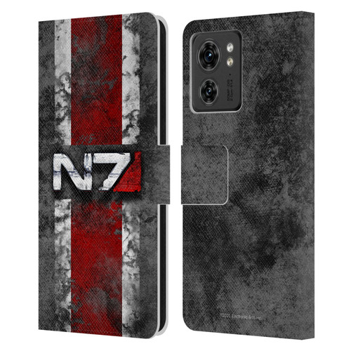 EA Bioware Mass Effect Graphics N7 Logo Distressed Leather Book Wallet Case Cover For Motorola Moto Edge 40