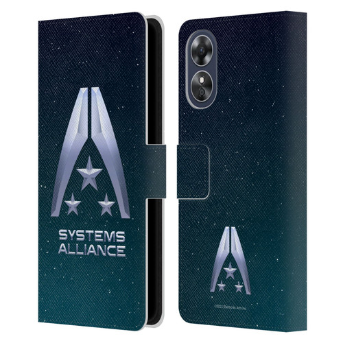 EA Bioware Mass Effect Graphics Systems Alliance Logo Leather Book Wallet Case Cover For OPPO A17