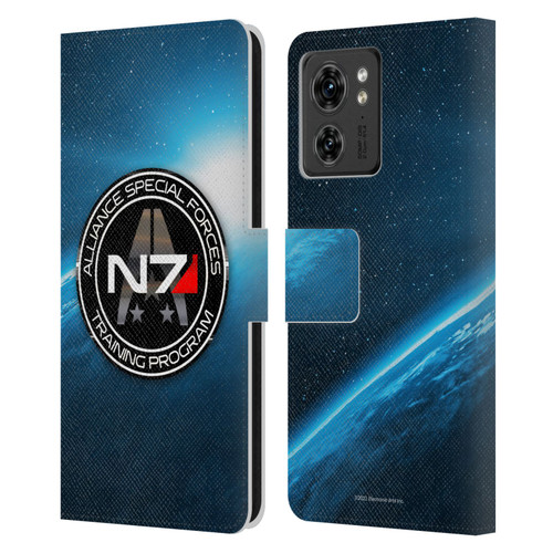 EA Bioware Mass Effect 3 Badges And Logos N7 Training Program Leather Book Wallet Case Cover For Motorola Moto Edge 40