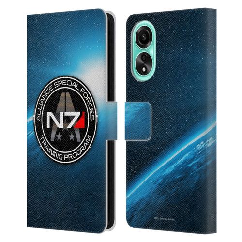 EA Bioware Mass Effect 3 Badges And Logos N7 Training Program Leather Book Wallet Case Cover For OPPO A78 5G