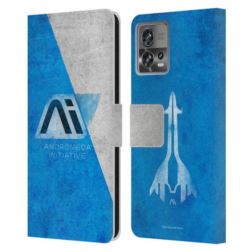 EA Bioware Mass Effect Andromeda Graphics Initiative Distressed Leather Book Wallet Case Cover For Motorola Moto Edge 30 Fusion