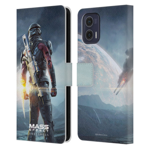 EA Bioware Mass Effect Andromeda Graphics Key Art Super Deluxe 2017 Leather Book Wallet Case Cover For Motorola Moto G73 5G