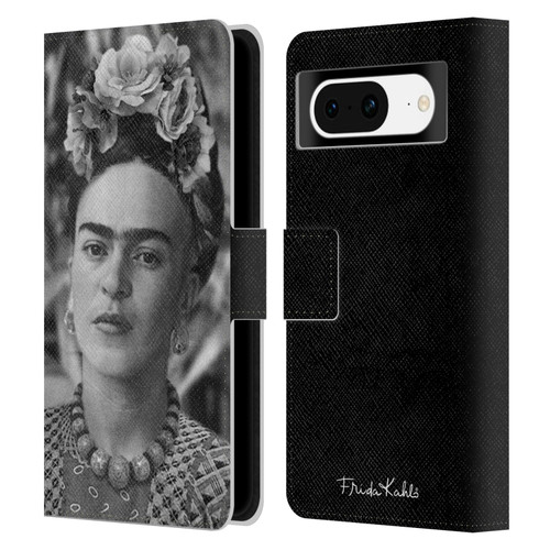 Frida Kahlo Portraits And Quotes Floral Headdress Leather Book Wallet Case Cover For Google Pixel 8