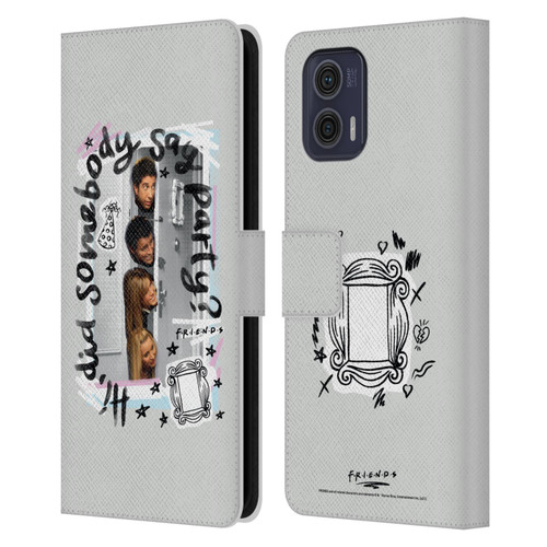 Friends TV Show Doodle Art Somebody Say Party Leather Book Wallet Case Cover For Motorola Moto G73 5G