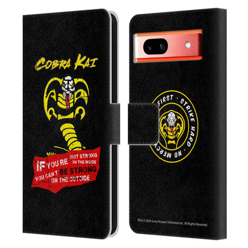 Cobra Kai Composed Art Be Strong Logo Leather Book Wallet Case Cover For Google Pixel 7a