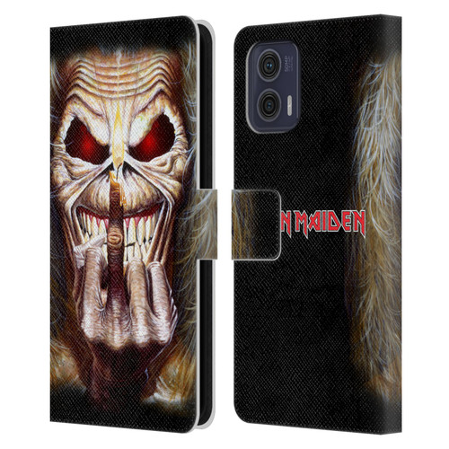 Iron Maiden Art Candle Finger Leather Book Wallet Case Cover For Motorola Moto G73 5G