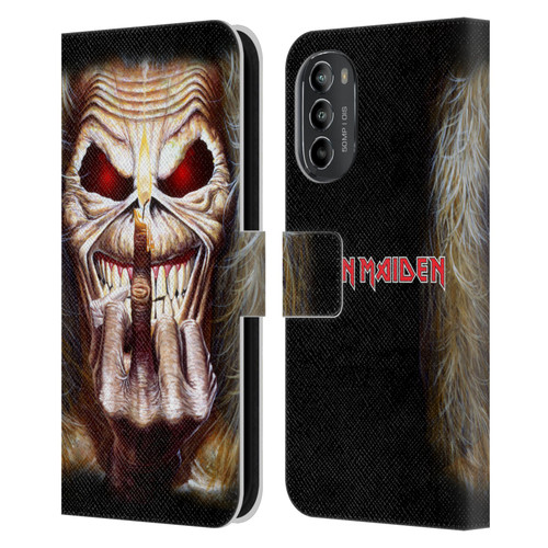 Iron Maiden Art Candle Finger Leather Book Wallet Case Cover For Motorola Moto G82 5G