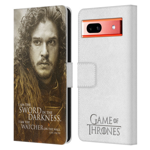 HBO Game of Thrones Character Portraits Jon Snow Leather Book Wallet Case Cover For Google Pixel 7a