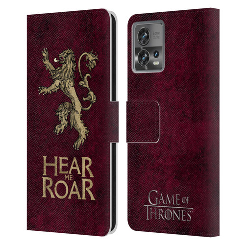 HBO Game of Thrones Dark Distressed Look Sigils Lannister Leather Book Wallet Case Cover For Motorola Moto Edge 30 Fusion