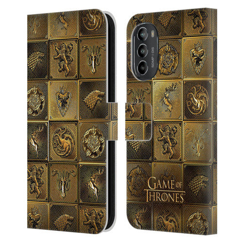 HBO Game of Thrones Golden Sigils All Houses Leather Book Wallet Case Cover For Motorola Moto G82 5G