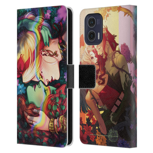 Batman DC Comics Gotham City Sirens Poison Ivy & Harley Quinn Leather Book Wallet Case Cover For Motorola Moto G73 5G