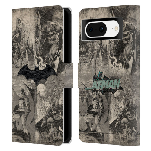 Batman DC Comics Hush Logo Collage Distressed Leather Book Wallet Case Cover For Google Pixel 8