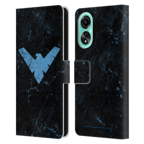 Batman DC Comics Nightwing Logo Grunge Leather Book Wallet Case Cover For OPPO A78 4G