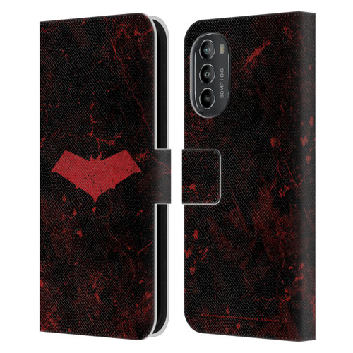 Batman DC Comics Red Hood Logo Grunge Leather Book Wallet Case Cover For Motorola Moto G82 5G