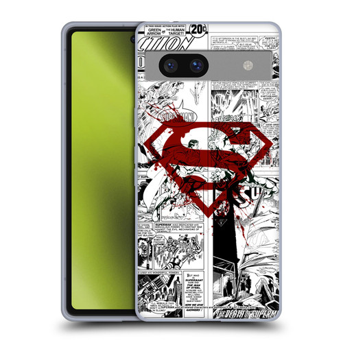 Superman DC Comics Comicbook Art Red Logo Splatter Soft Gel Case for Google Pixel 7a