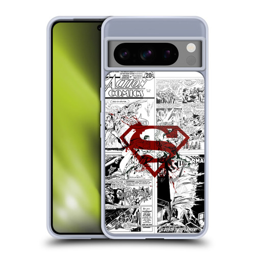 Superman DC Comics Comicbook Art Red Logo Splatter Soft Gel Case for Google Pixel 8 Pro