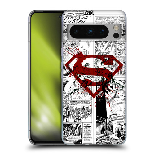 Superman DC Comics Comicbook Art Red Logo Splatter Soft Gel Case for Google Pixel 8 Pro