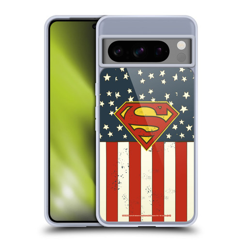Superman DC Comics Logos U.S. Flag Soft Gel Case for Google Pixel 8 Pro