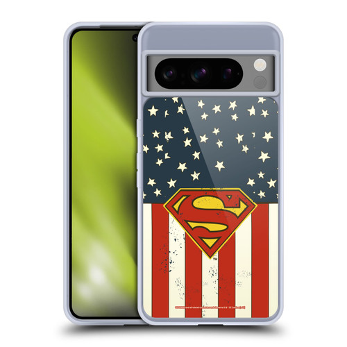 Superman DC Comics Logos U.S. Flag Soft Gel Case for Google Pixel 8 Pro