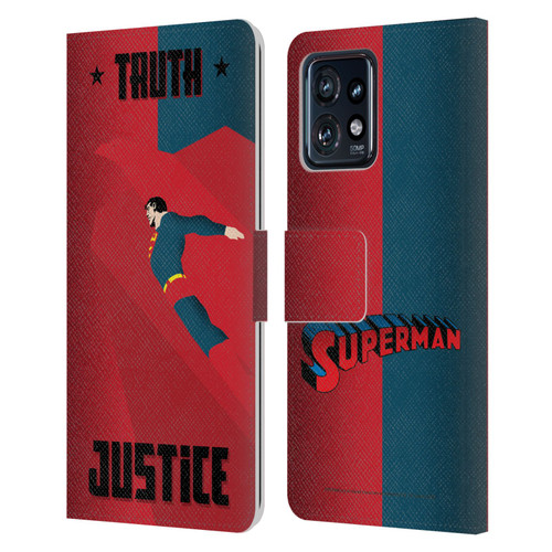Superman DC Comics Character Art Truth And Justice 2 Leather Book Wallet Case Cover For Motorola Moto Edge 40 Pro
