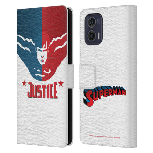 Superman DC Comics Character Art Justice Leather Book Wallet Case Cover For Motorola Moto G73 5G