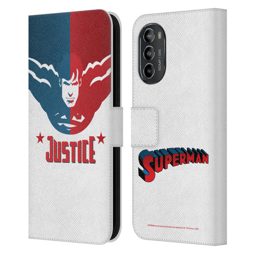 Superman DC Comics Character Art Justice Leather Book Wallet Case Cover For Motorola Moto G82 5G