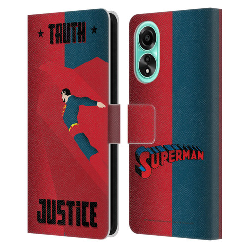 Superman DC Comics Character Art Truth And Justice 2 Leather Book Wallet Case Cover For OPPO A78 5G