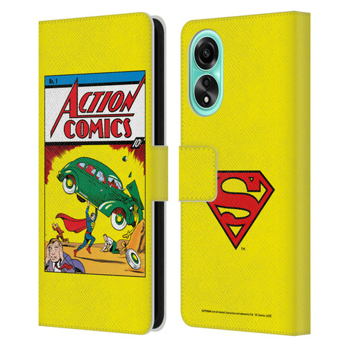 Superman DC Comics Famous Comic Book Covers Action Comics 1 Leather Book Wallet Case Cover For OPPO A78 5G