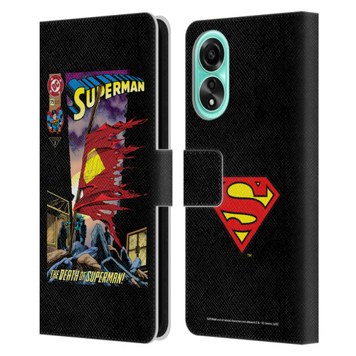 Superman DC Comics Famous Comic Book Covers Death Leather Book Wallet Case Cover For OPPO A78 4G