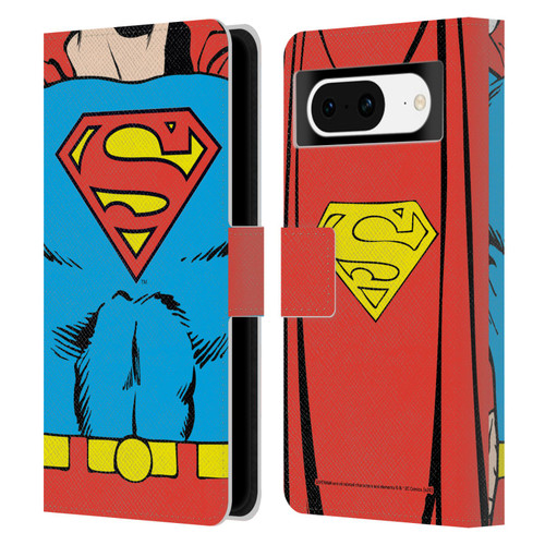 Superman DC Comics Logos Classic Costume Leather Book Wallet Case Cover For Google Pixel 8