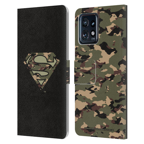 Superman DC Comics Logos Camouflage Leather Book Wallet Case Cover For Motorola Moto Edge 40 Pro