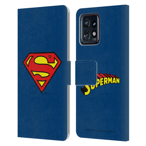 Superman DC Comics Logos Classic Leather Book Wallet Case Cover For Motorola Moto Edge 40 Pro