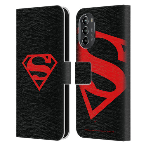 Superman DC Comics Logos Black And Red Leather Book Wallet Case Cover For Motorola Moto G82 5G