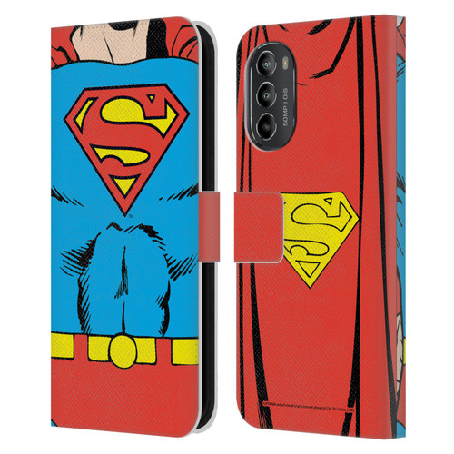 Superman DC Comics Logos Classic Costume Leather Book Wallet Case Cover For Motorola Moto G82 5G