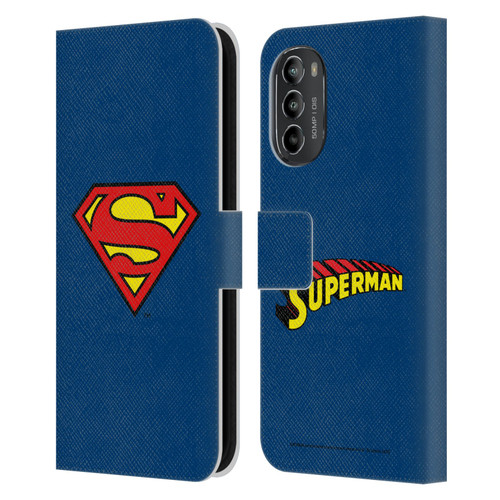 Superman DC Comics Logos Classic Leather Book Wallet Case Cover For Motorola Moto G82 5G