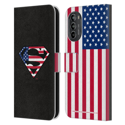 Superman DC Comics Logos U.S. Flag 2 Leather Book Wallet Case Cover For Motorola Moto G82 5G