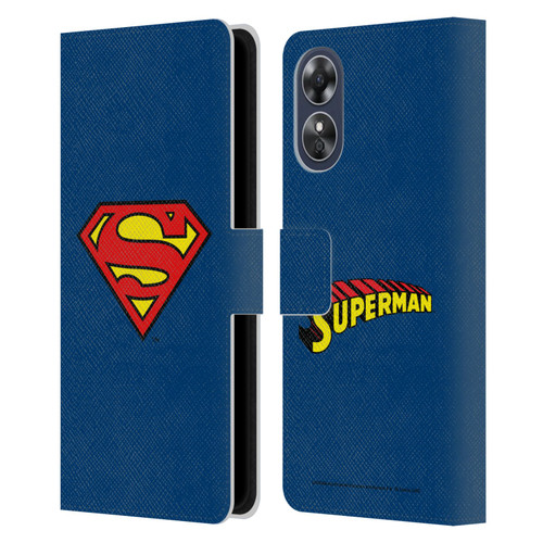 Superman DC Comics Logos Classic Leather Book Wallet Case Cover For OPPO A17