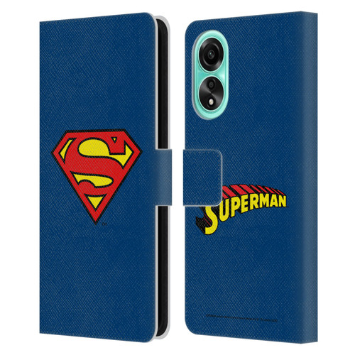 Superman DC Comics Logos Classic Leather Book Wallet Case Cover For OPPO A78 5G