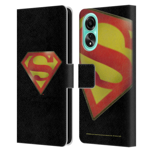 Superman DC Comics Vintage Fashion Logo Leather Book Wallet Case Cover For OPPO A78 4G