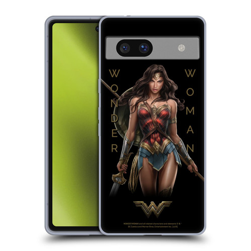 Wonder Woman Movie Character Art Typography Soft Gel Case for Google Pixel 7a