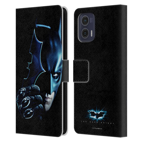 The Dark Knight Key Art Batman Batarang Leather Book Wallet Case Cover For Motorola Moto G73 5G