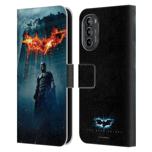 The Dark Knight Key Art Batman Poster Leather Book Wallet Case Cover For Motorola Moto G82 5G