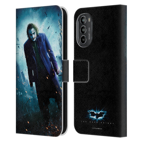 The Dark Knight Key Art Joker Poster Leather Book Wallet Case Cover For Motorola Moto G82 5G