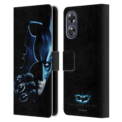 The Dark Knight Key Art Batman Batarang Leather Book Wallet Case Cover For OPPO A17