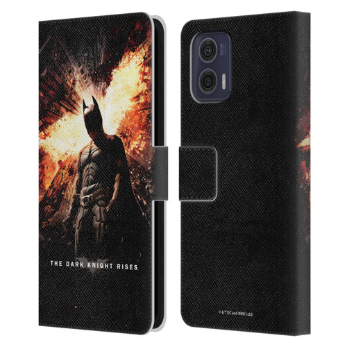 The Dark Knight Rises Key Art Batman Poster Leather Book Wallet Case Cover For Motorola Moto G73 5G